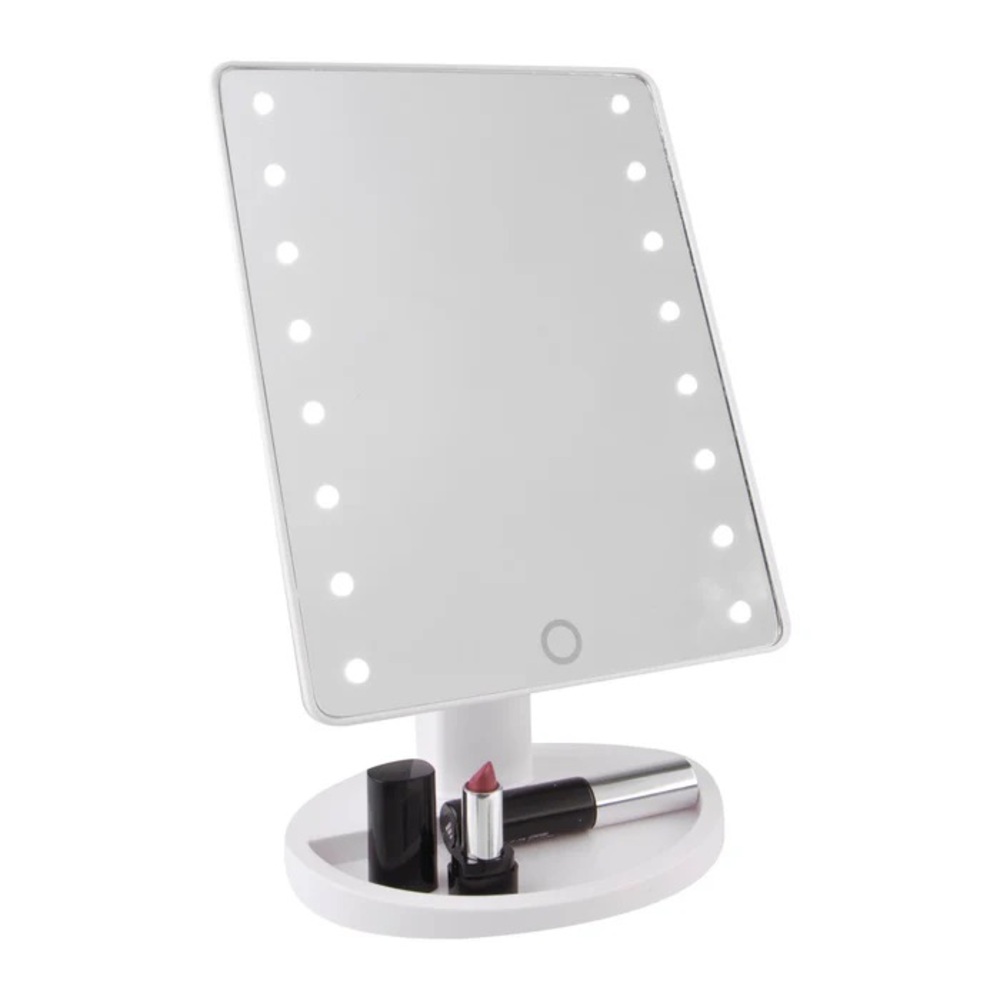 LED Makeup Mirror Tilt Touch Cosmetic Stand Vanity Adjustable Rotate White Light